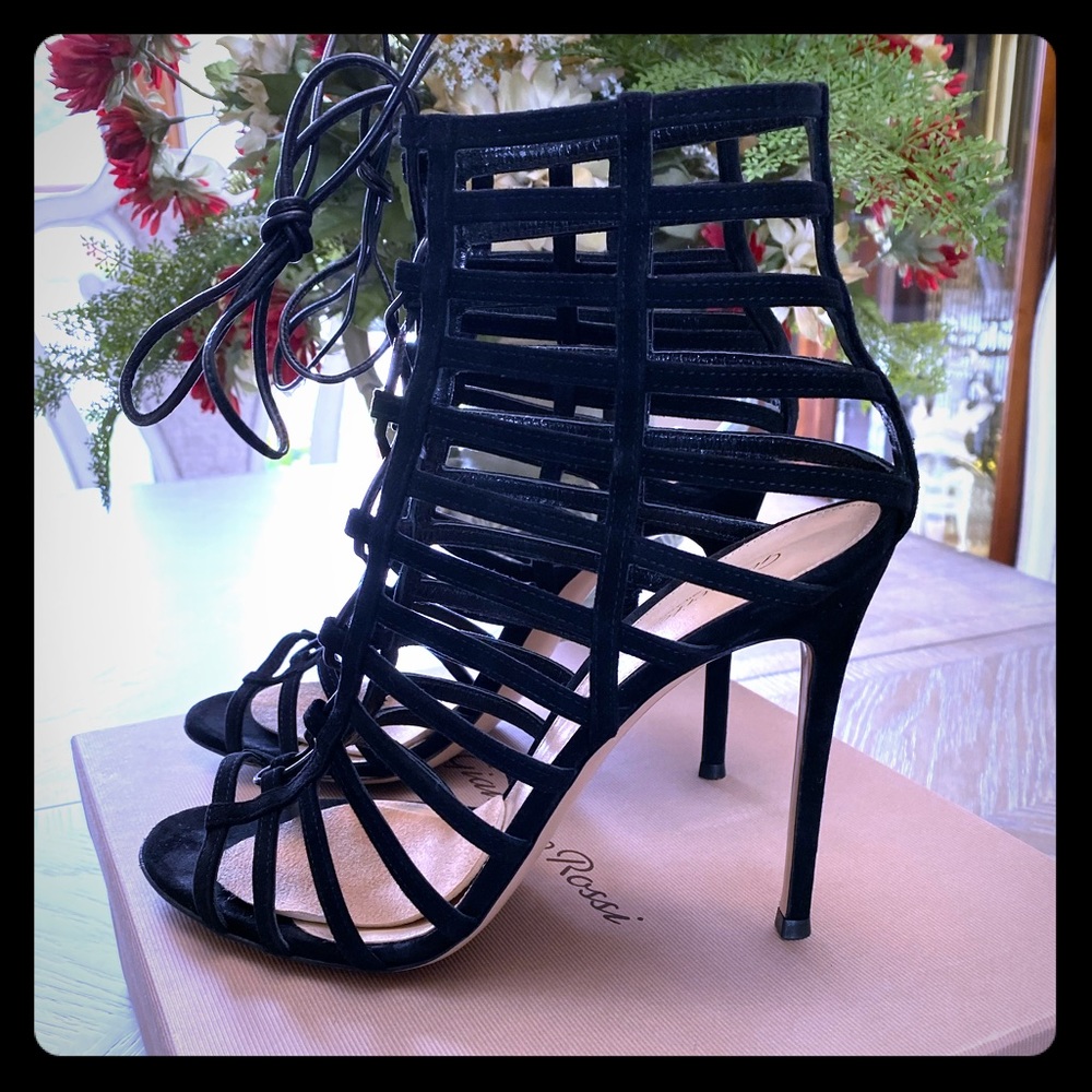 Gianvito Rossi, Suede Cage Sandals